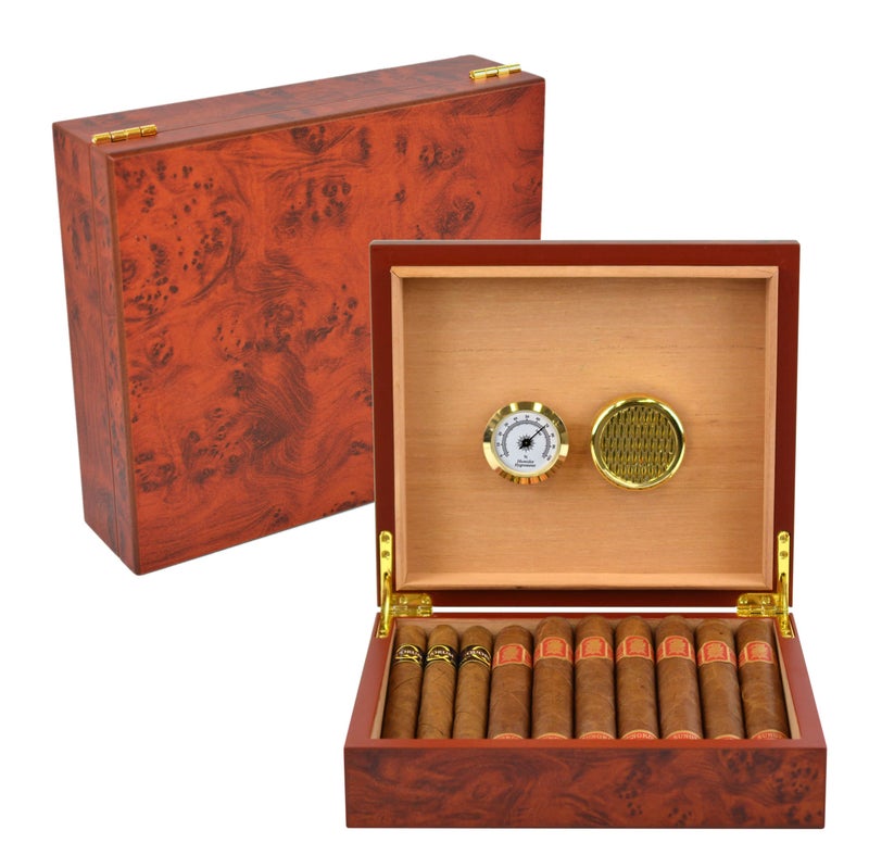 Mantello Cigars Premium Cigar Humidor for 25-50 Cigars - Elegant Humidor humidor with Hygrometer and Humidifier - Cedar Lined Cigar Box for Optimal Humidity Control - Image 1